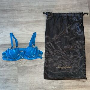 52% OFF Honey Birdette Mistress T Peacock Blue Push-up Bra Size 32A WITH BAG!!!